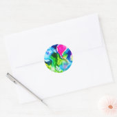 Roze abstracte waterverf Cyclamen flower Ronde Sticker (Envelop)