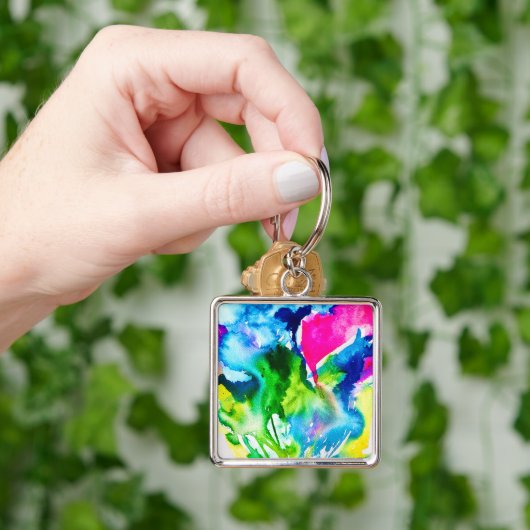 Roze abstracte waterverf Cyclamen flower Sleutelhanger (Hand)