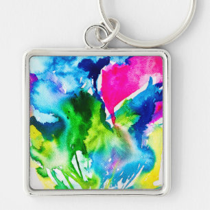 Roze abstracte waterverf Cyclamen flower Sleutelhanger