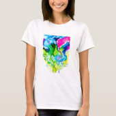 Roze abstracte waterverf Cyclamen flower T-shirt (Voorkant)