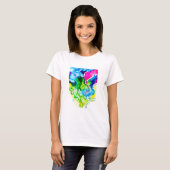 Roze abstracte waterverf Cyclamen flower T-shirt (Voorkant volledig)