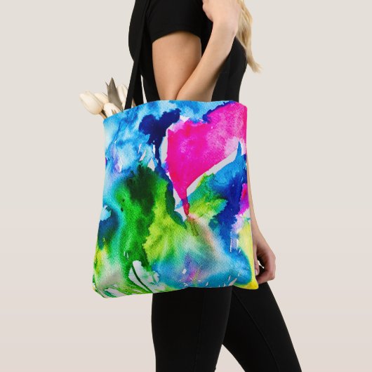 Roze abstracte waterverf Cyclamen flower Tote Bag (Dichtbij)
