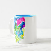 Roze abstracte waterverf Cyclamen flower Tweekleurige Koffiemok (Voorkant links)