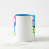 Roze abstracte waterverf Cyclamen flower Tweekleurige Koffiemok (Center)