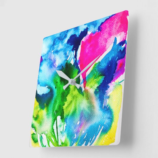 Roze abstracte waterverf Cyclamen flower Vierkante Klok (Hoek)