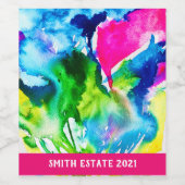 Roze abstracte waterverf Cyclamen flower Wijn Etiket (Enkel label)