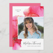 Roze Abstracte Waterverf Fotogradatie Partij Kaart (Voorkant / Achterkant)