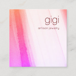 Roze Abstracte Waterverf Kunst Vierkante Visitekaartje