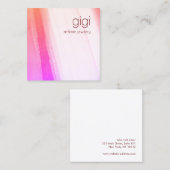 Roze Abstracte Waterverf Kunst Vierkante Visitekaartje (Voorkant / Achterkant)