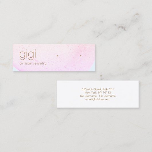 Roze Abstracte Waterverf Mini Visitekaartje (Voorkant / Achterkant)