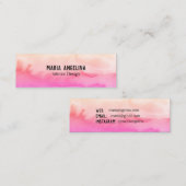 Roze abstracte waterverf mini-visitekaartje mini visitekaartje (Voorkant / Achterkant)