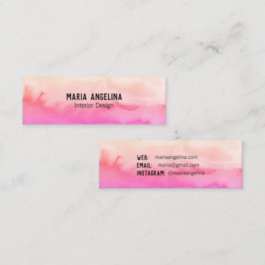 Roze abstracte waterverf mini-visitekaartje mini visitekaartje (Voorkant / Achterkant)