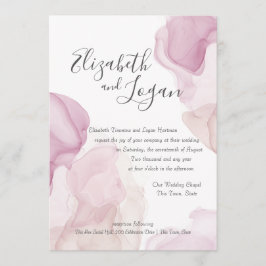 Roze Abstracte Waterverf Motion Berry Wedding Kaart