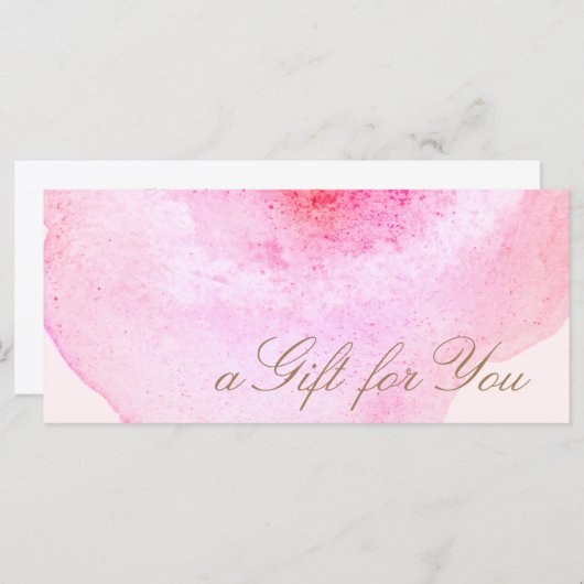 Roze Abstracte Waterverf Roze Cadeaubon (Voorkant / Achterkant)