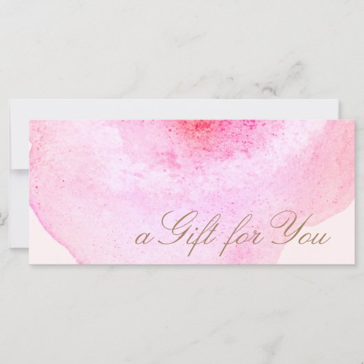 Roze Abstracte Waterverf Roze Cadeaubon (Voorkant)