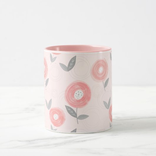 Roze Abstracte Waterverf ventilatorpatroon Mok (Midden)