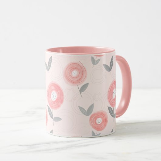 Roze Abstracte Waterverf ventilatorpatroon Mok (Voorkant rechts)