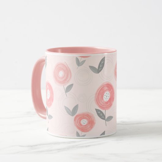 Roze Abstracte Waterverf ventilatorpatroon Mok (Voorkant links)