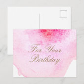 Roze Abstracte Waterverf Verjaardag Beloningskaart Briefkaart (Voorkant / Achterkant)
