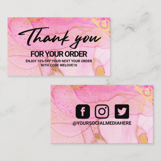 Roze Abstracte Waterverf Visitekaartje (Voorkant / Achterkant)