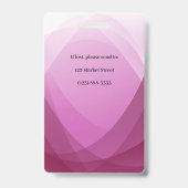 Roze Abstracte werknemer foto-ID Badge (Achterkant)