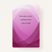 Roze Abstracte werknemer foto-ID Badge (Achterkant)