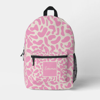 Roze Abstracte Western Koeienprint Custom School Bedrukte Rugzak