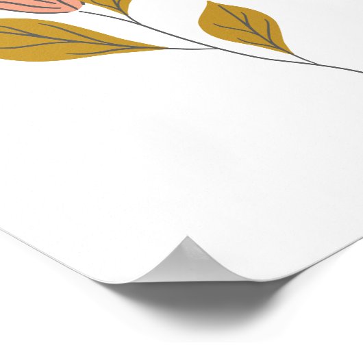 Roze  Abstracte wilde bloemen en bladeren Poster (Hoek)