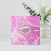 Roze Abstracte Zilverjuwelen 21ste Elegant Birthda Kaart (Staand voorkant)