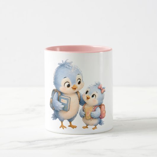Roze Accent Mok Vogel Broers en Zussen (Midden)