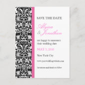 Roze accenten Damask Save the Date Kaart (Voorkant)