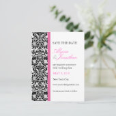 Roze accenten Damask Save the Date Kaart (Staand voorkant)