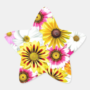 Roze accessoires met roze gele bloemen ster sticker