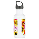 Roze accessoires met roze gele bloemen waterfles  (Achterkant)