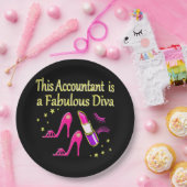 ROZE ACCOUNTANT DIVA DESIGN PAPIEREN BORDJE (Feest)