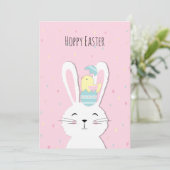 Roze achtergrond bij paasmakreel feestdagenkaart (Staand voorkant)