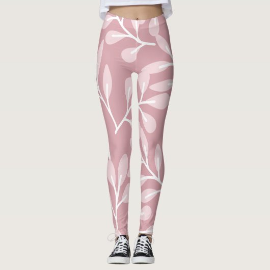 Roze achtergrond, Bloemen Leggings (Voorkant)