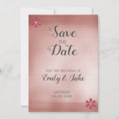Roze achtergrond en glitter Flowers Save The Date (Voorkant)