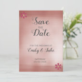 Roze achtergrond en glitter Flowers Save The Date (Staand voorkant)