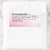 Roze achtergrond FEMMEFOBIA-definitie Rechthoekige Sticker (Tas)