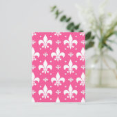 Roze achtergrond Fleur-de-lis patroonontwerp Briefkaart (Staand voorkant)