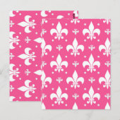 Roze achtergrond Fleur-de-lis patroonontwerp Briefkaart (Voorkant / Achterkant)