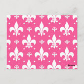 Roze achtergrond Fleur-de-lis patroonontwerp Briefkaart (Achterkant)