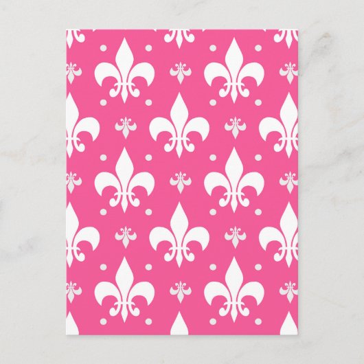 Roze achtergrond Fleur-de-lis patroonontwerp Briefkaart (Voorkant)