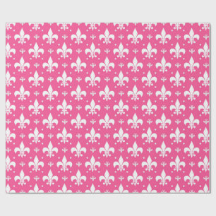 Roze Achtergrond Fleur-de-lis Patroonontwerp Cadeaupapier