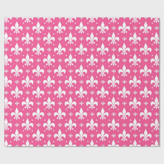 Roze Achtergrond Fleur-de-lis Patroonontwerp Cadeaupapier (Vlak)