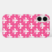 Roze Achtergrond Fleur-de-lis Patroonontwerp Case-Mate iPhone Case (Achterkant (horizontaal))