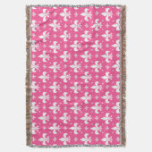 Roze Achtergrond Fleur-de-lis Patroonontwerp Deken (Voorkant Verticaal)