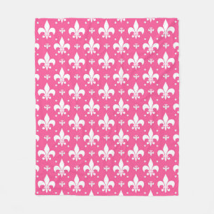 Roze Achtergrond Fleur-de-lis Patroonontwerp Fleece Deken