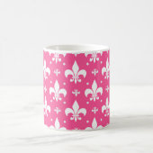 Roze Achtergrond Fleur-de-lis Patroonontwerp Koffiemok (Center)